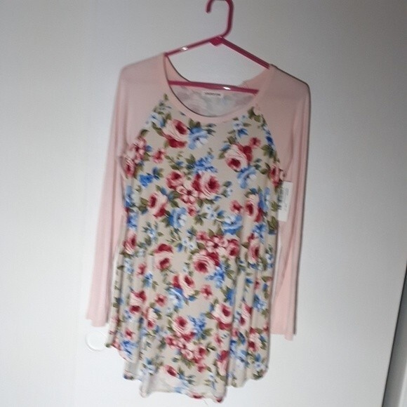 pink lily Lollipop star top pink floral m knit shirt  softcore balletcore new - Picture 2 of 7